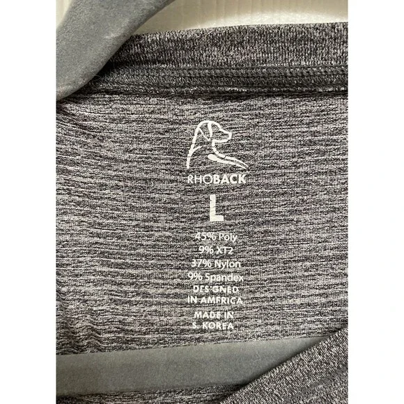 Rhoback Shirt Mens Large Gray Golf Performance Crew Neck Stretch Athletic Tee - Picture 3 of 6